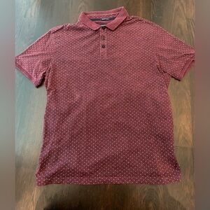 Superdry Men’s XL polo shirt. Maroon with white dots.